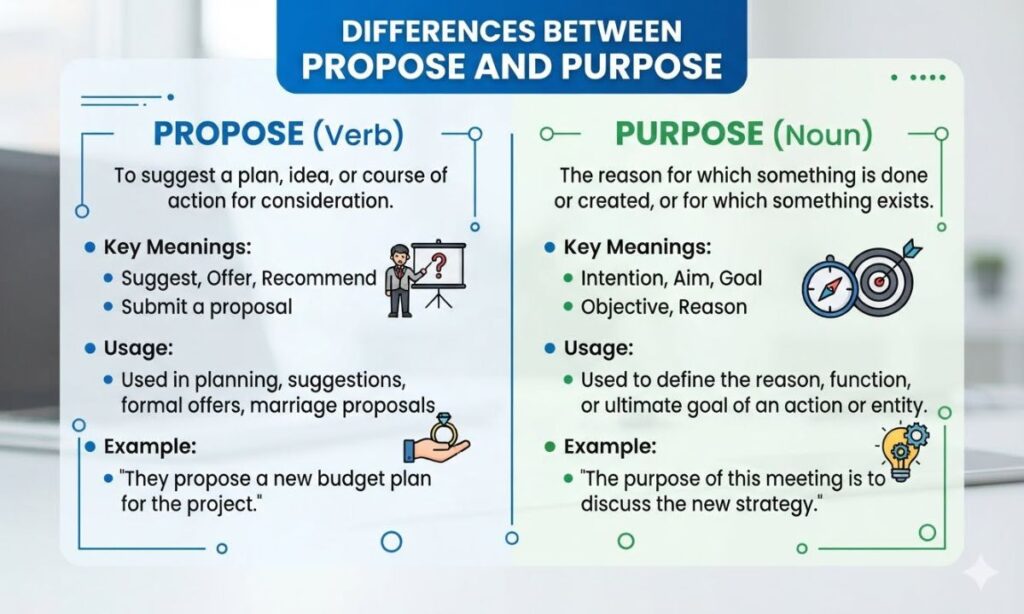 Differences Between Propose and Purpose