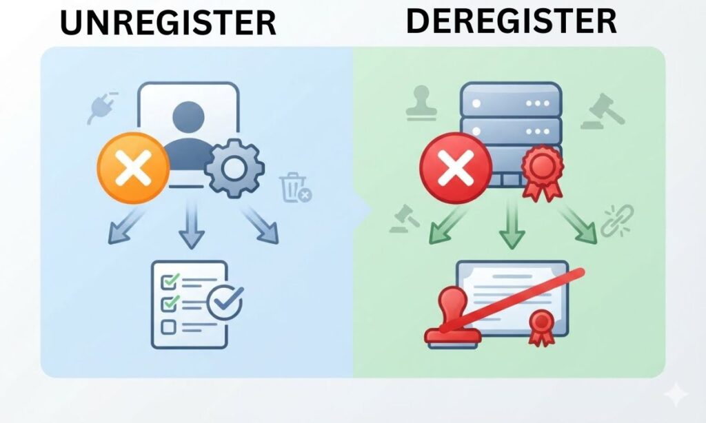 Unregister vs Deregister