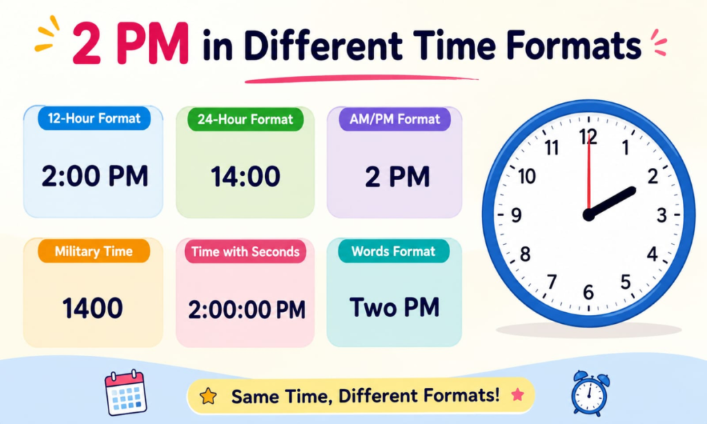2 PM in Different Time Formats