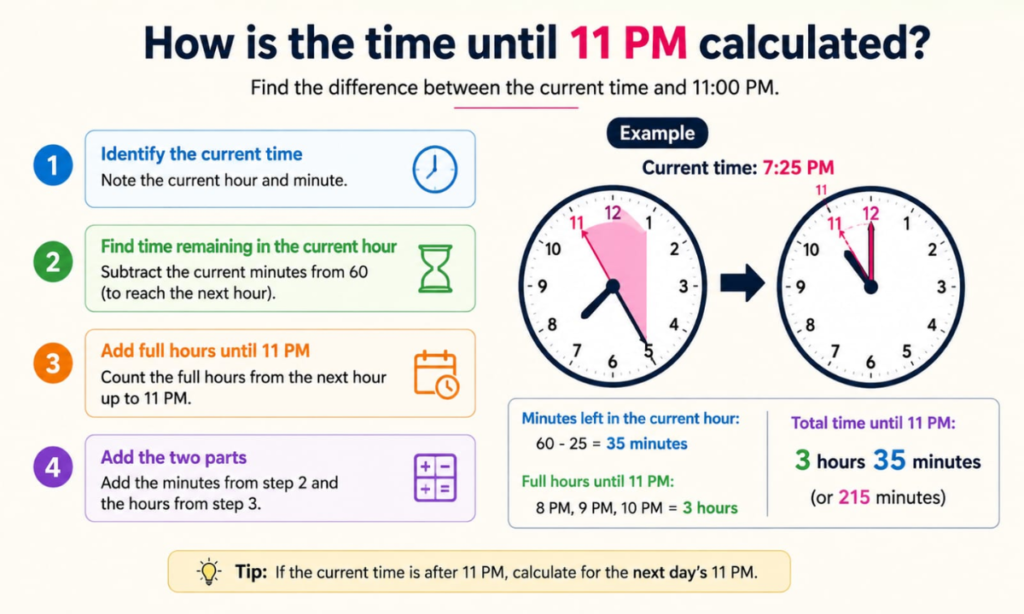 How Is the Time Until 11 PM Calculated?