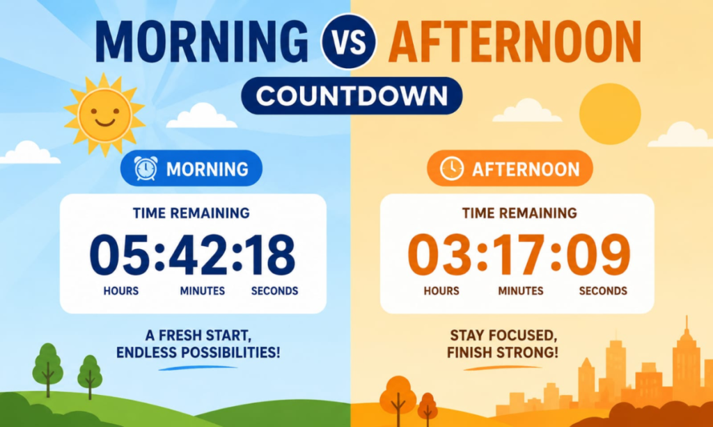 Morning vs Afternoon Countdowns