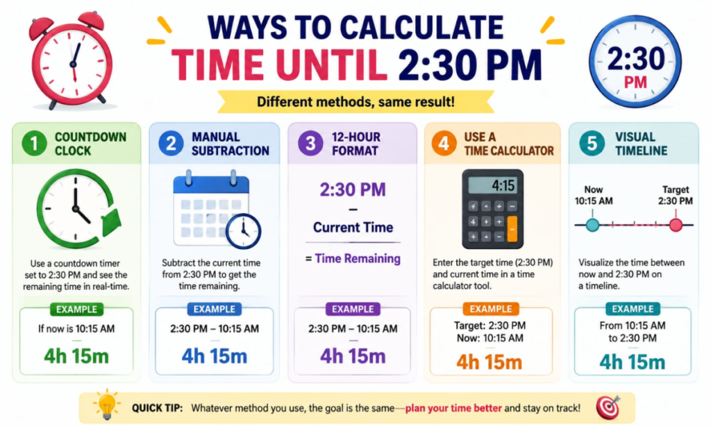 Ways to Calculate the Time Until 2:30 PM