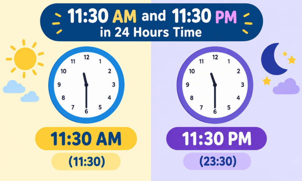 11:30 AM and 11:30 PM in 24-Hour Time