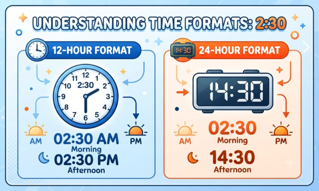 2:30 in 12-Hour and 24-Hour Time