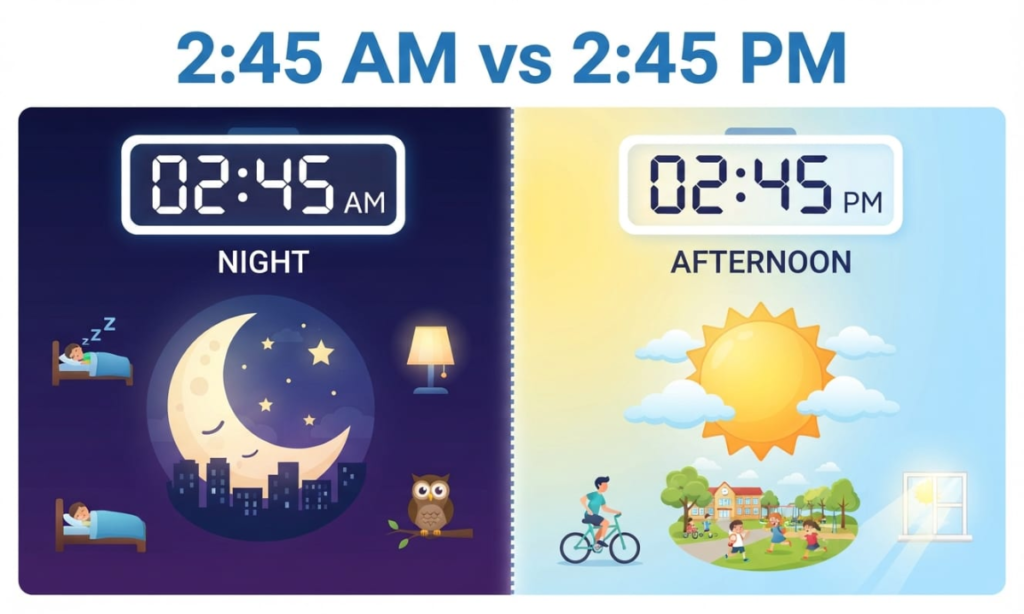 2:45 AM vs. 2:45 PM