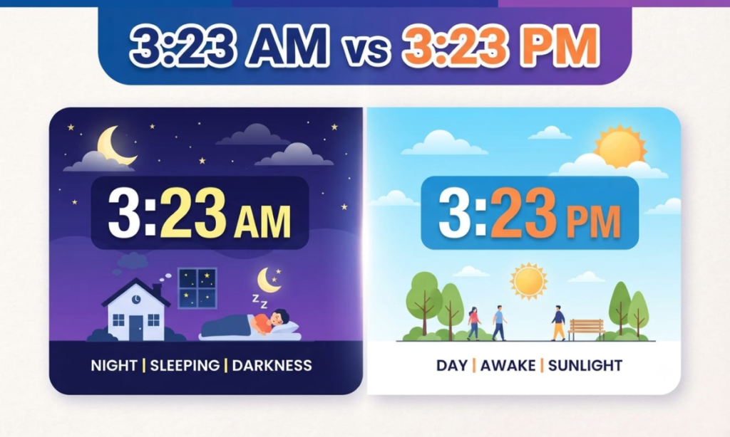 3:23 AM vs. 3:23 PM