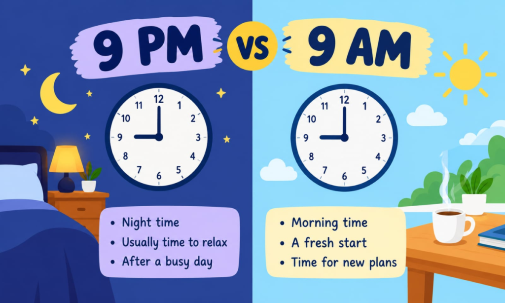 9 PM vs 9 AM