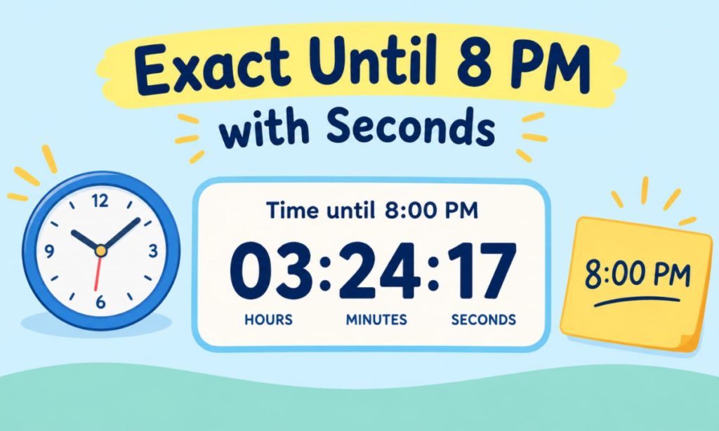 Exact Time Until 8 PM With Seconds