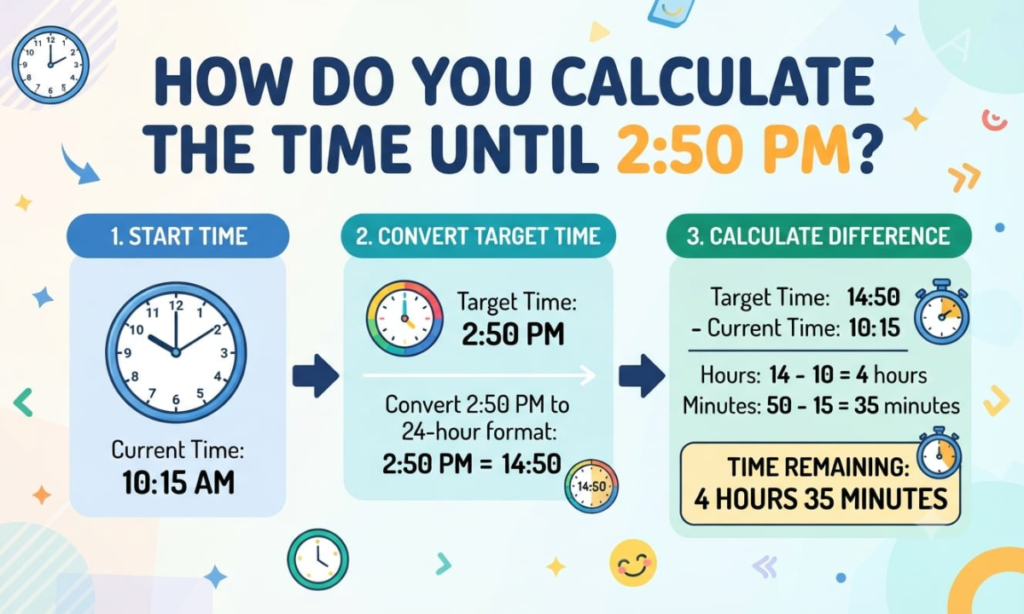 How Do You Calculate the Time Until 2:50 PM?