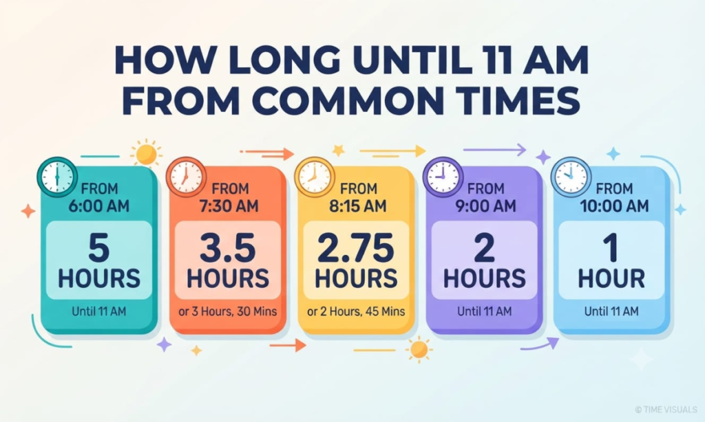 How Long Until 11 AM From Common Times?