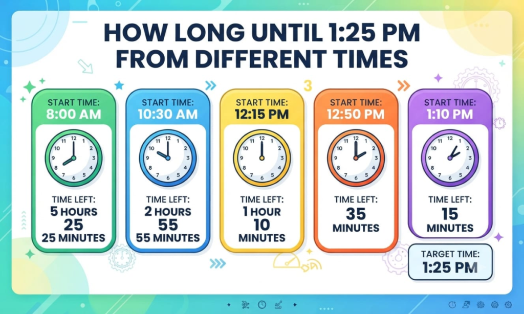 How Long Until 1:25 AM From Different Times?