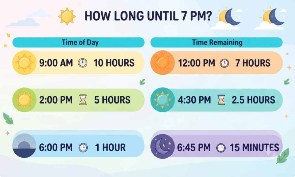 How Long Until 7 PM From Different Times?