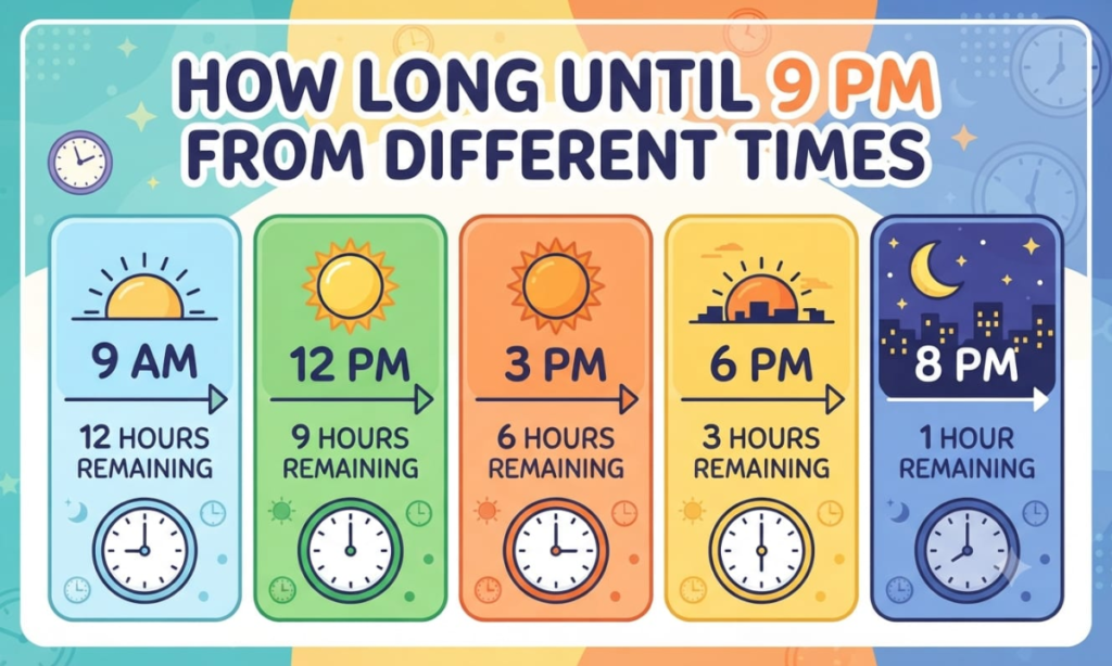 How Long Until 9 PM From Different Times?