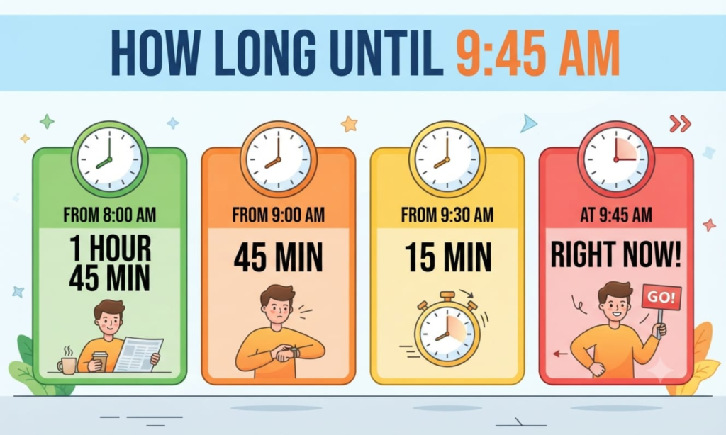 How Long Until 9:45 AM From Different Times?