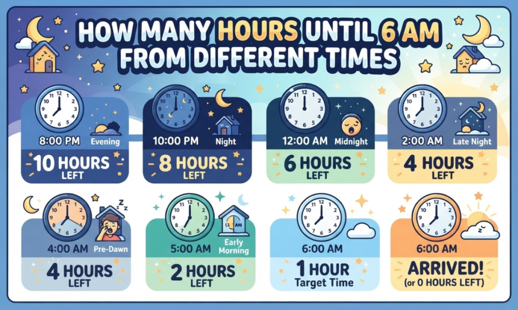 How Many Hours Until 6 AM From Different Times?