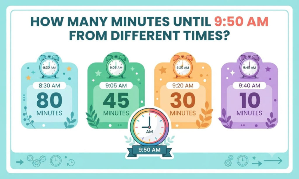 How Many Minutes Until 9:50 AM From Different Times?