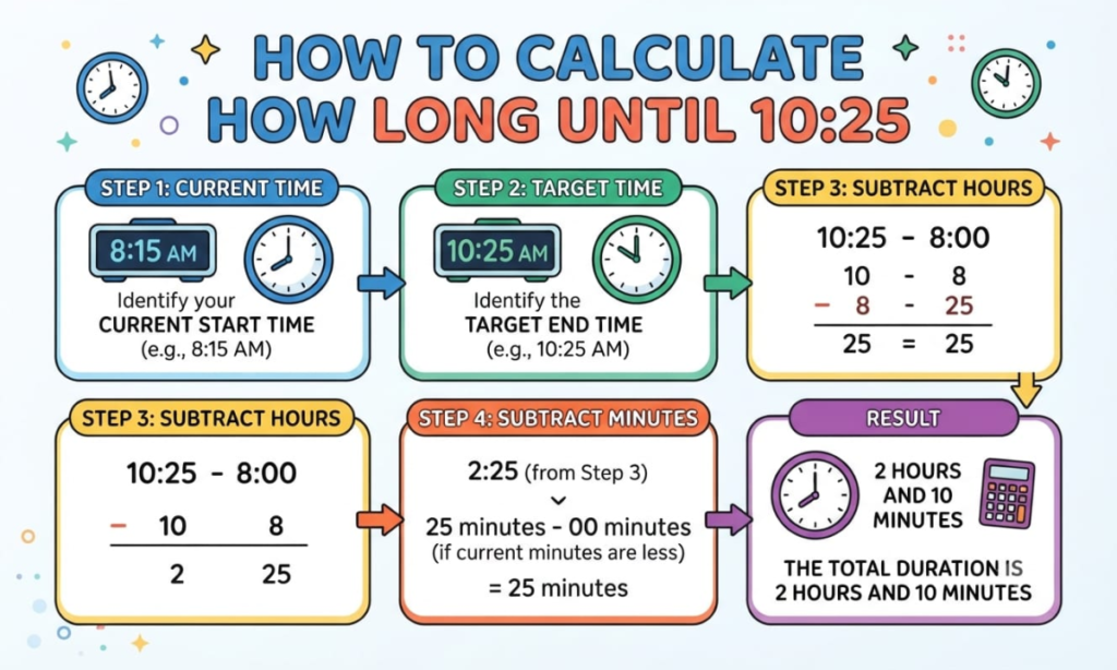 How to Calculate How Long Until 10:25