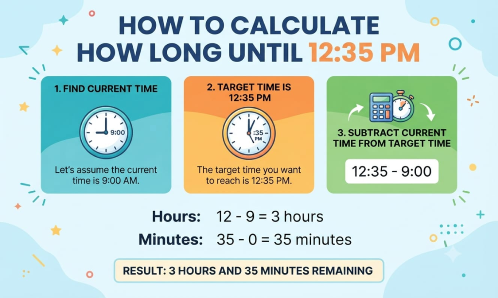How to Calculate How Long Until 12:35 AM