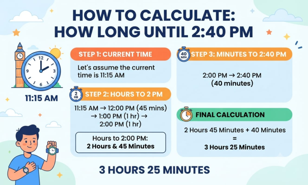 How to Calculate How Long Until 2:40 PM