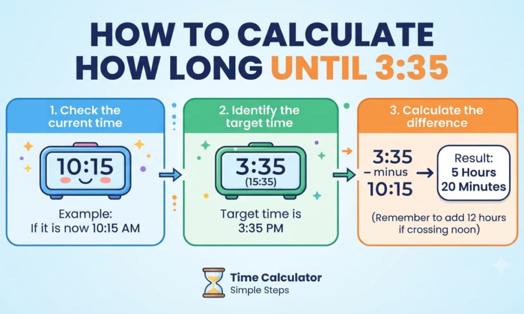 How to Calculate How Long Until 3:35