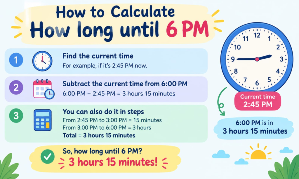 How to Calculate How Long Until 6 PM