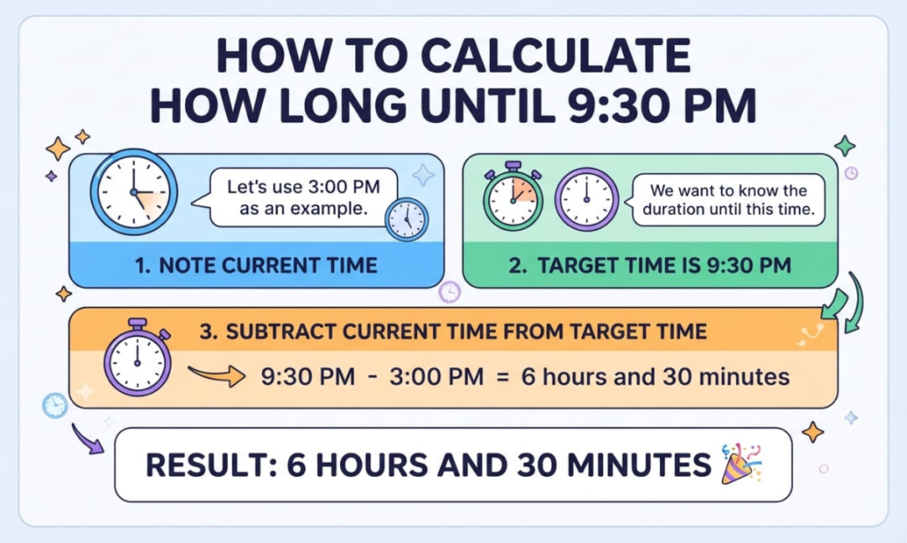 How to Calculate How Long Until 9:30 PM