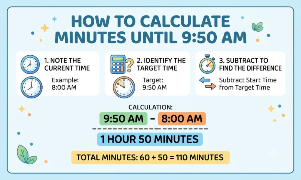 How to Calculate Minutes Until 9:50 AM