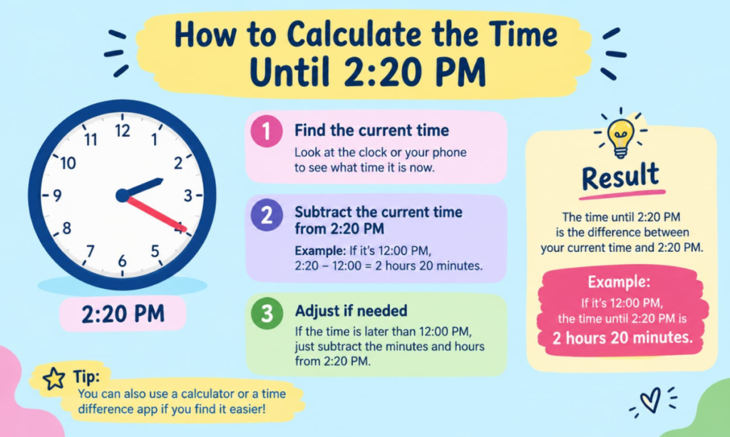 How to Calculate the Time Until 2:20 PM