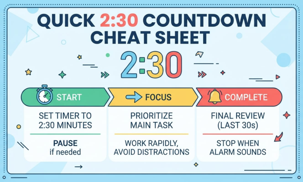 Quick 2:30 Countdown Cheat Sheet