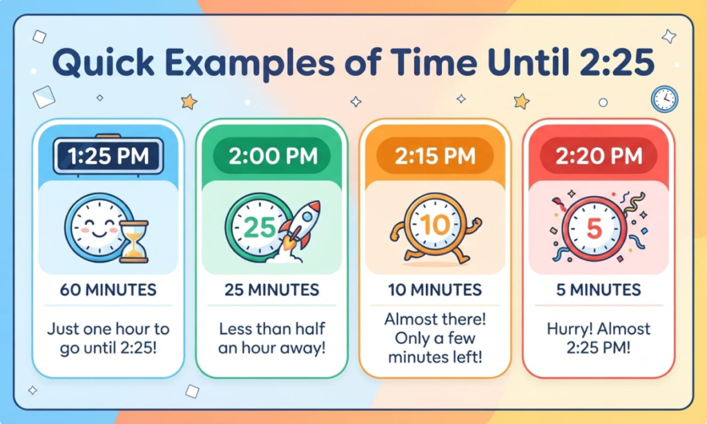 Quick Examples of Time Until 2:25
