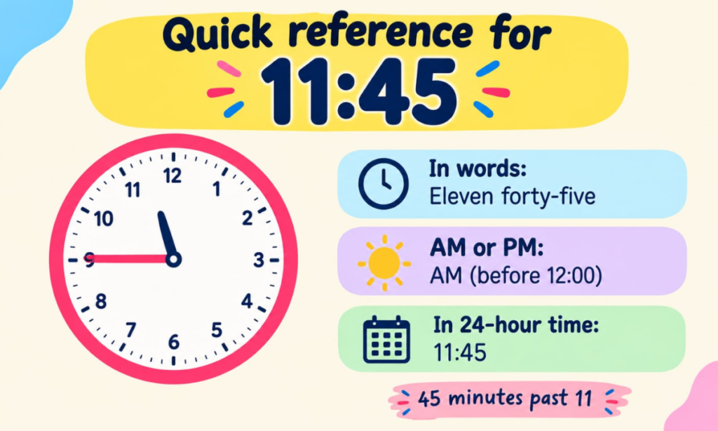 Quick Reference for 11:45