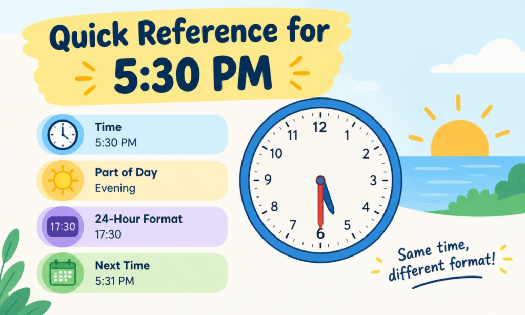 Quick Reference for 5:30 PM