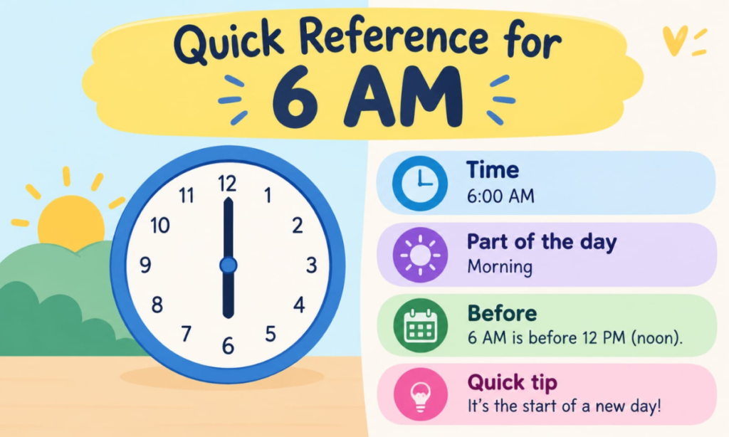 Quick Reference for 6 AM