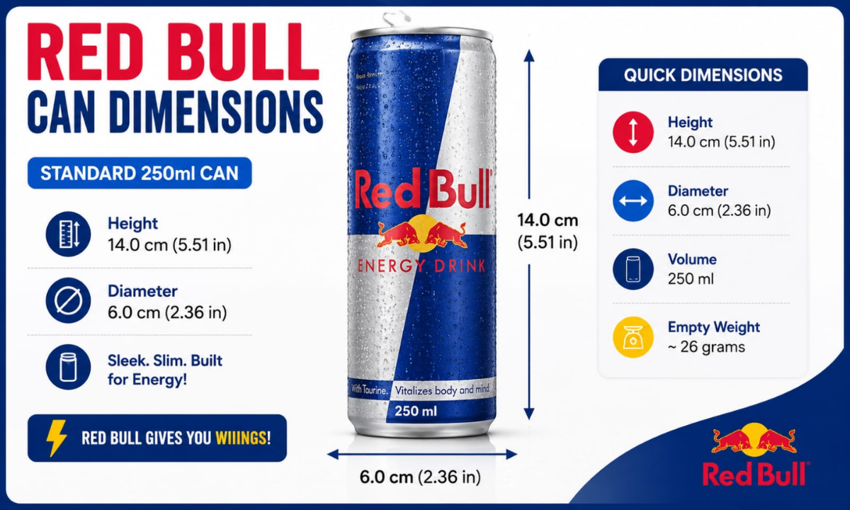 Red Bull Can Dimensions: Complete Size, Height, Length & Diameter Guide