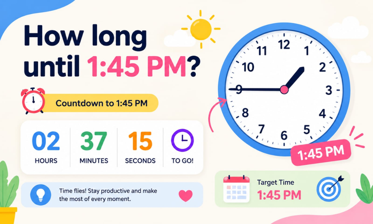 How Long Until 1:45 PM? Exact Time, Examples & Countdown Guide